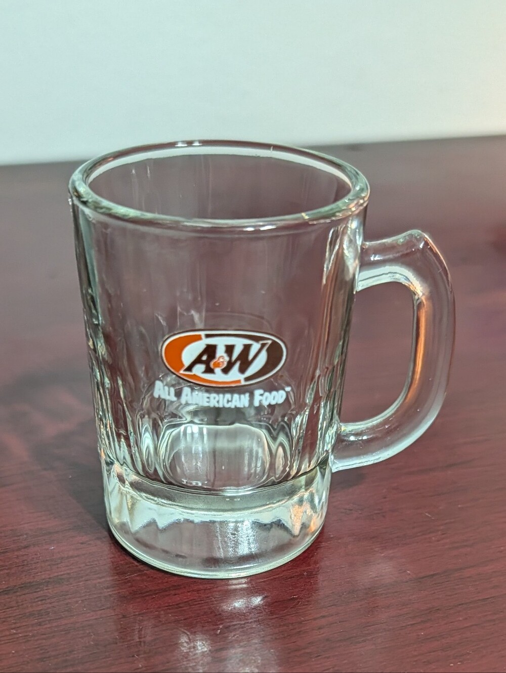 A & W All American Food Mini Clear Glass Mug Vintage Root Beer Drive Up Small